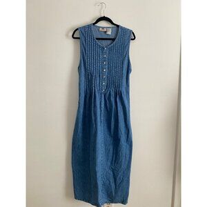 Faded Glory Vintage Denim Sleeveless Maxi Dress With Pintuck Details Size M